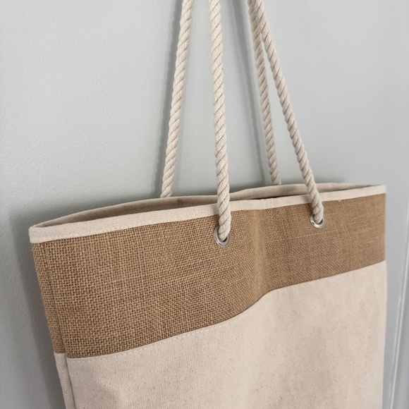 Jute Canvas Rope Tote Bag - Picture 3 of 11
